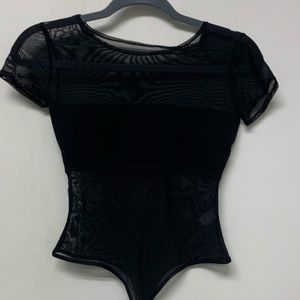 American apparel black bodysuit with sheer panels